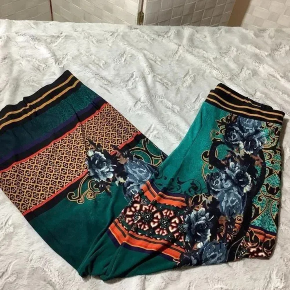 eci floral high waist wide leg pants size large